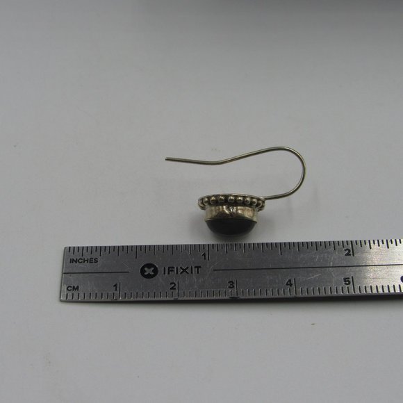 Sterling Silver Rustic Unknown Material Earrings - Picture 5 of 6